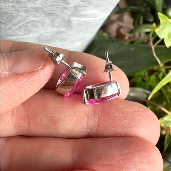 Sterling Pink Topaz Earrings - Picture 4 of 6